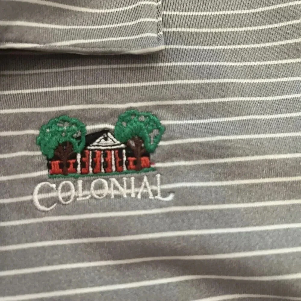 UNDER ARMOUR Heatgear Polo Shirt COLONIAL  Logo  Golf YXL Gray And White